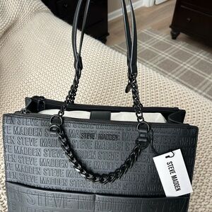 Steve Madden Charcoal Embossed Tote